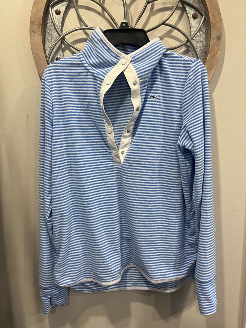 Vineyard Vines Light Blue and White Striped Snap Pullover and shorts set